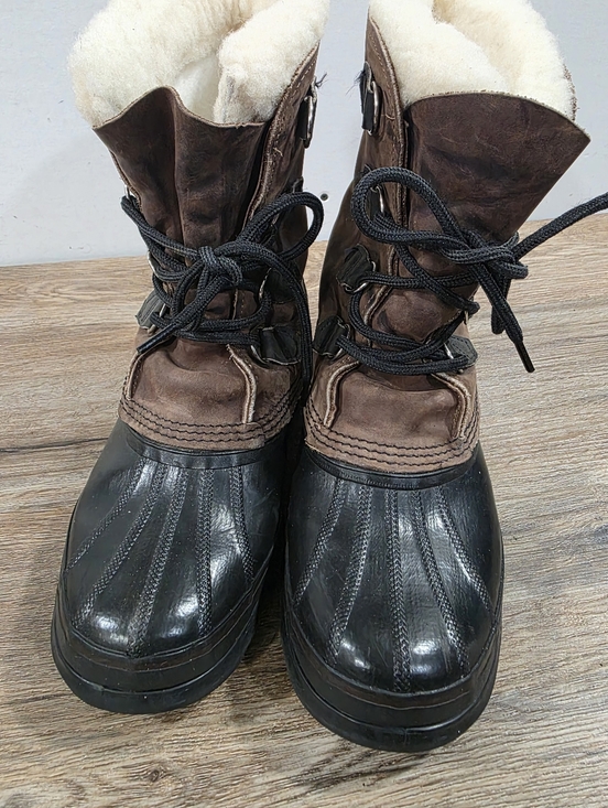 Sorel Boots Mens 9 Brown Leather Big Horn Felt Kaufman Snow Waterproof Winter main image 5
